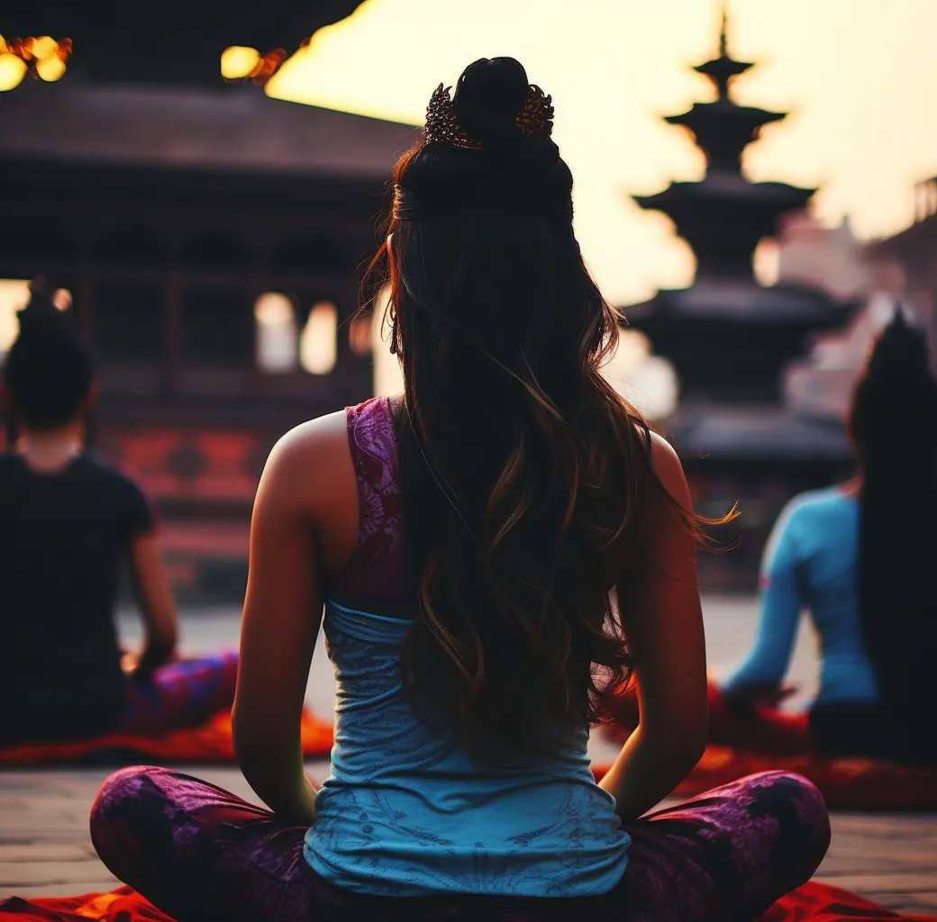 Grupo a respirar calmamente sorrindo